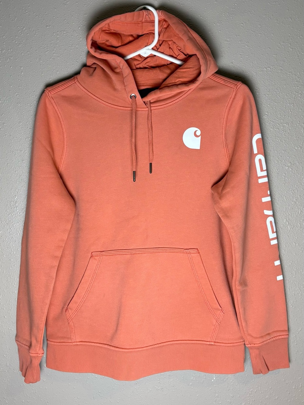 Carhartt Women's Coral-Orange Logo Hooded Pullover